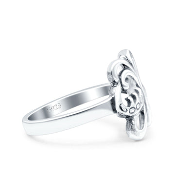 Butterfly Oxidized Band Solid 925 Sterling Silver Thumb Ring (13mm)